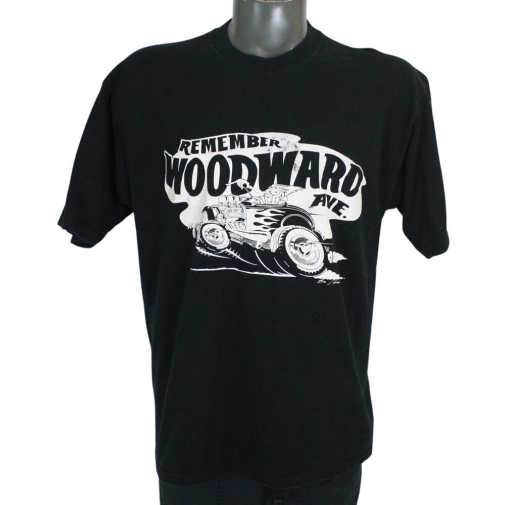 Vintage 90s Hot Rod Woodward Ave Racing T Shirt Mens L Car Graphic USA